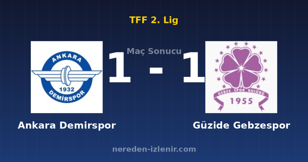Ankara Demirspor 1-1 Güzide Gebzespor
