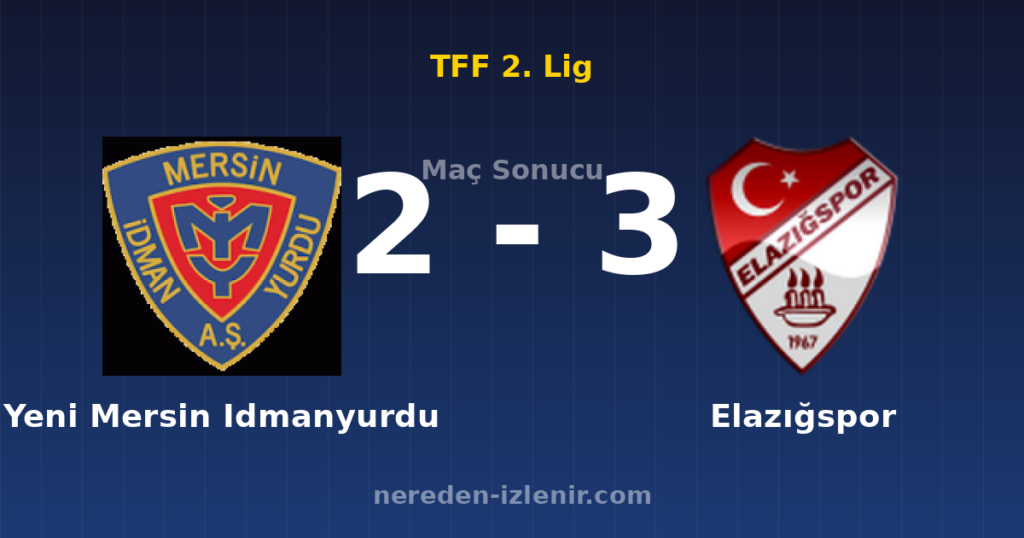 Yeni Mersin Idmanyurdu 2-3 Elazığspor
