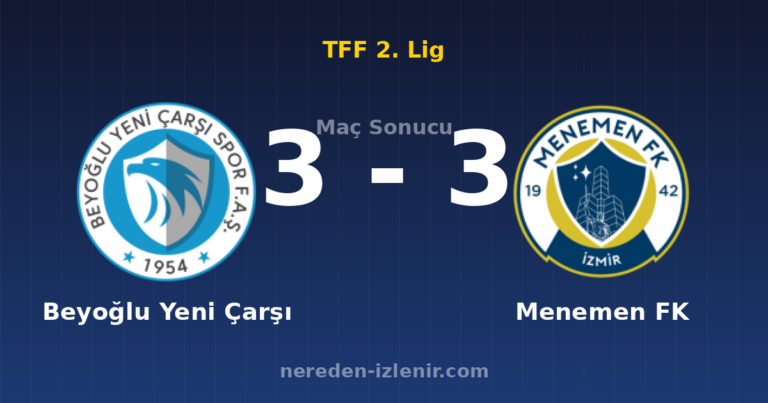 Beyoğlu Yeni Çarşı 3-3 Menemen FK