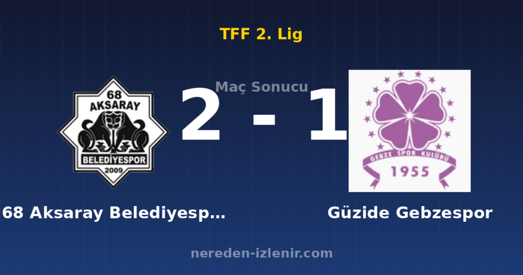 68 Aksaray Belediyespor 2-1 Güzide Gebzespor