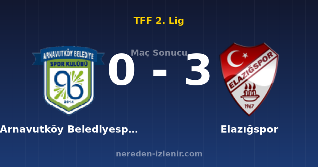 Arnavutköy Belediyespor 0-3 Elazığspor