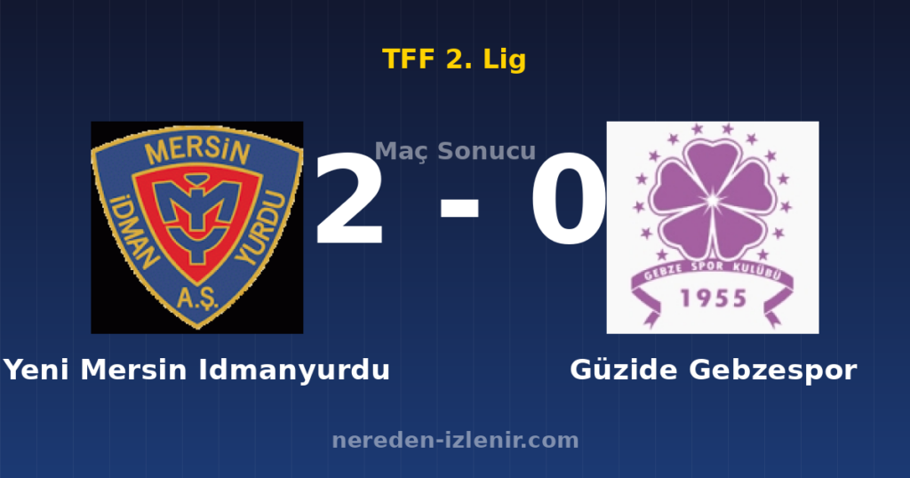 Yeni Mersin Idmanyurdu 2-0 Güzide Gebzespor