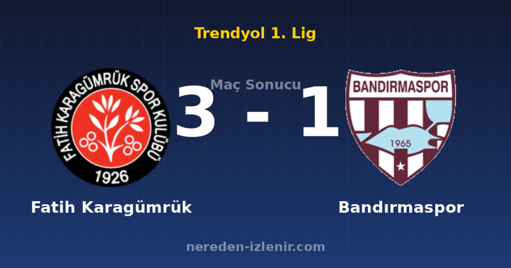 Fatih Karagümrük 3-1 Bandırmaspor