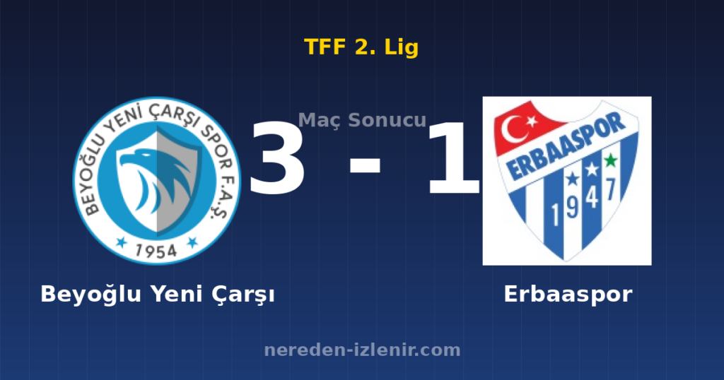 Beyoğlu Yeni Çarşı 3-1 Erbaaspor