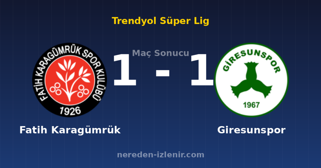 Fatih Karagümrük 1-1 Giresunspor