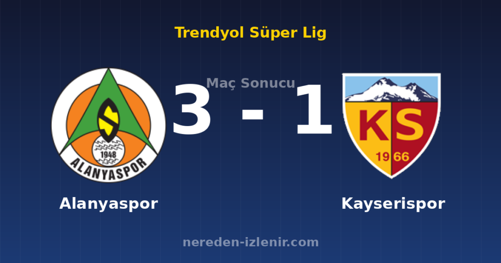 Alanyaspor 3-1 Kayserispor