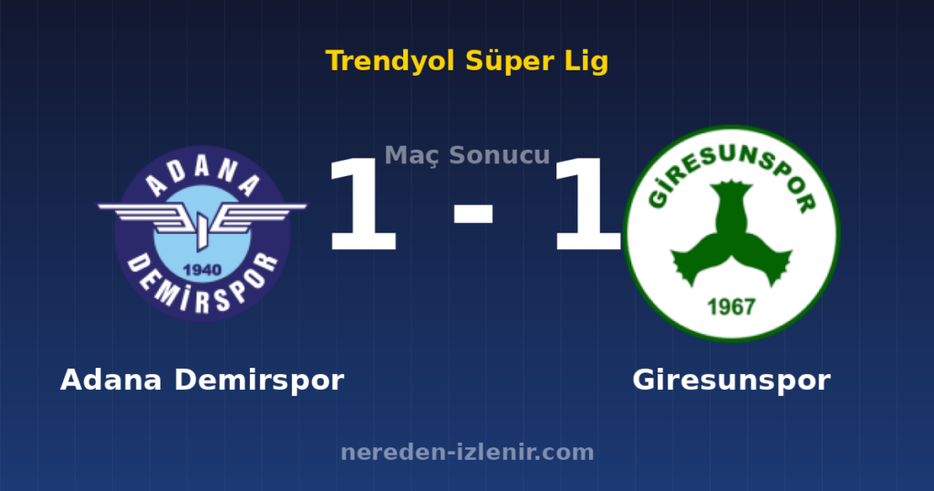 Adana Demirspor 1-1 Giresunspor