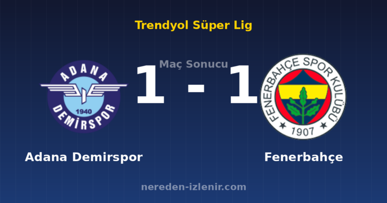 Adana Demirspor 1-1 Fenerbahçe