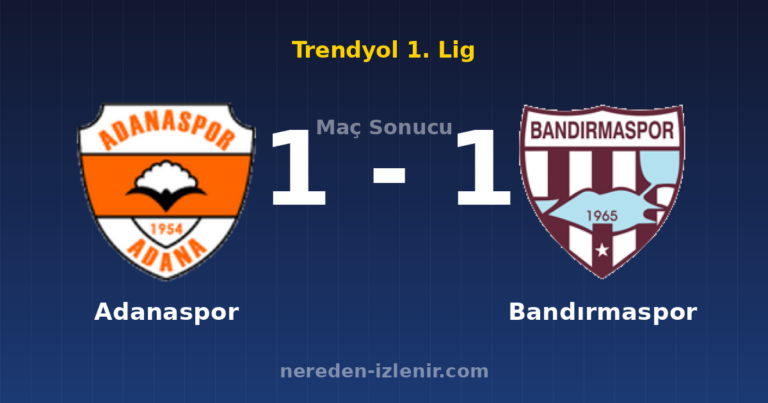 Adanaspor 1-1 Bandırmaspor