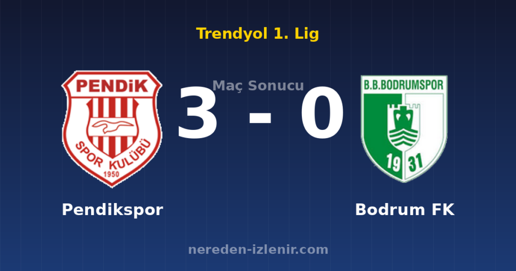 Pendikspor 3-0 Bodrum FK