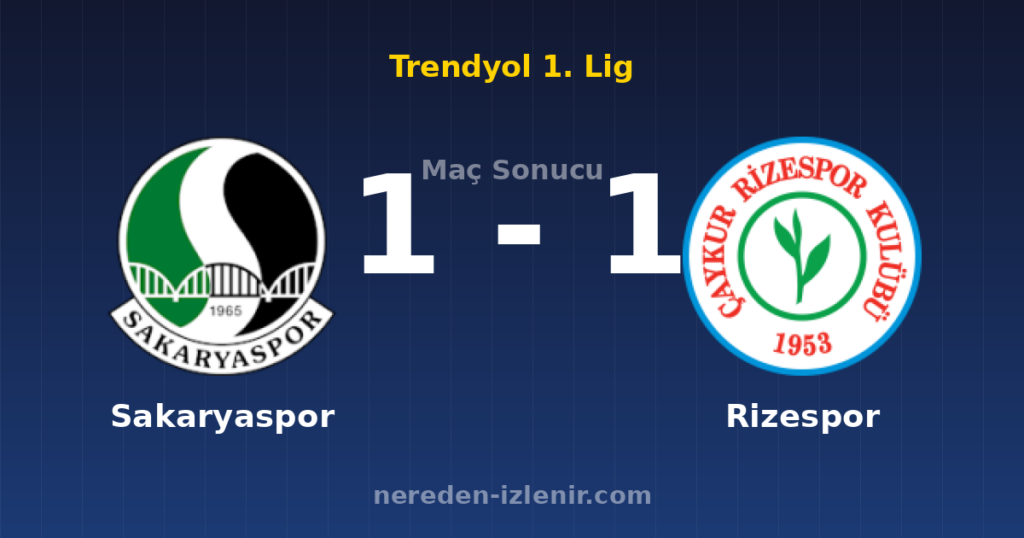 Sakaryaspor 1-1 Rizespor