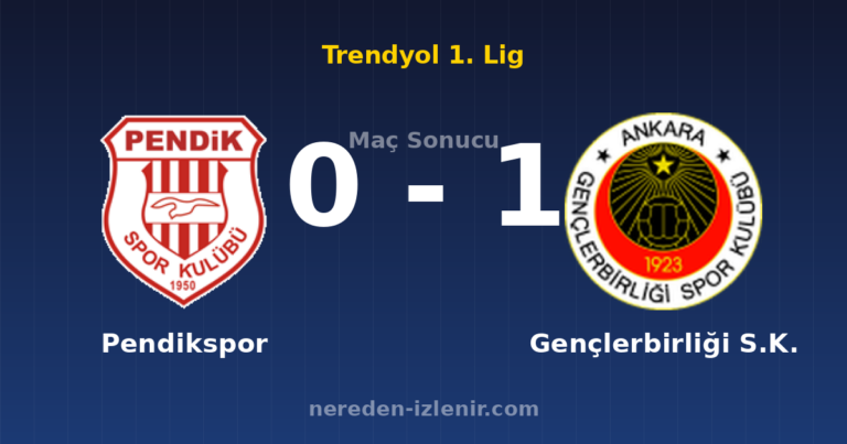 Pendikspor 0-1 Gençlerbirliği S.K.
