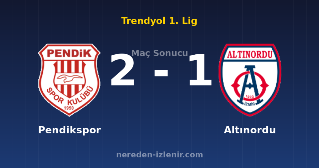 Pendikspor 2-1 Altınordu