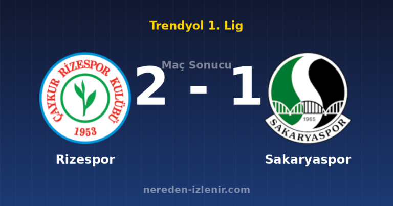 Rizespor 2-1 Sakaryaspor