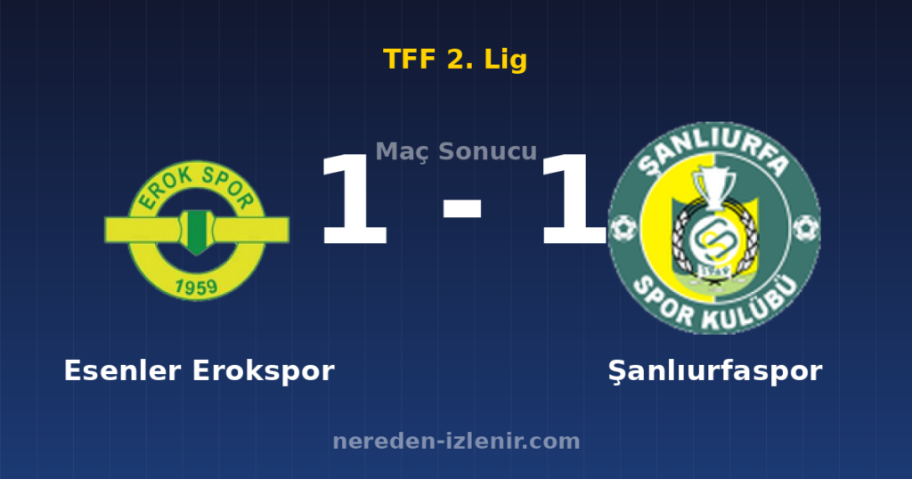 Esenler Erokspor 1-1 Şanlıurfaspor