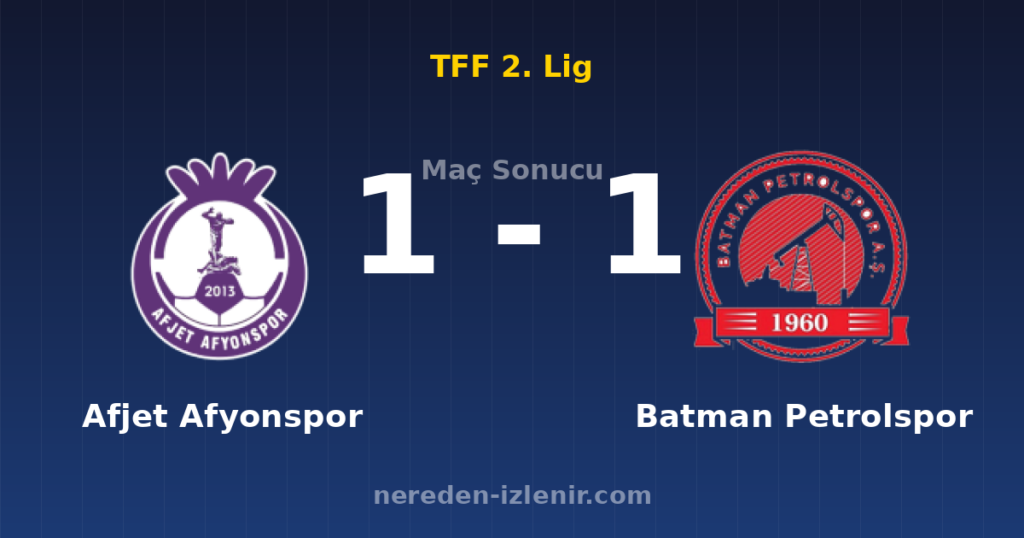 Afjet Afyonspor 1-1 Batman Petrolspor
