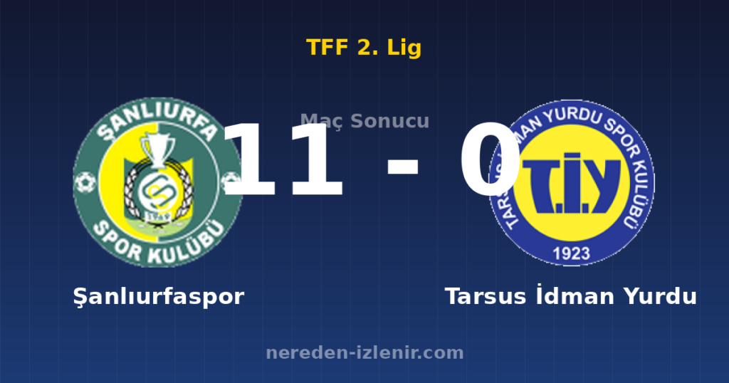Şanlıurfaspor 11-0 Tarsus İdman Yurdu