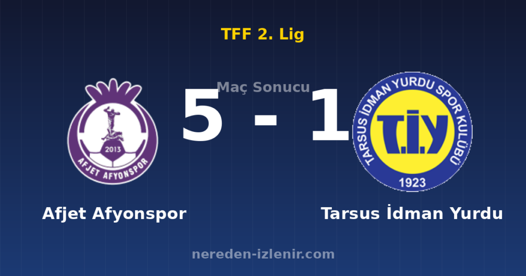 Afjet Afyonspor 5-1 Tarsus İdman Yurdu