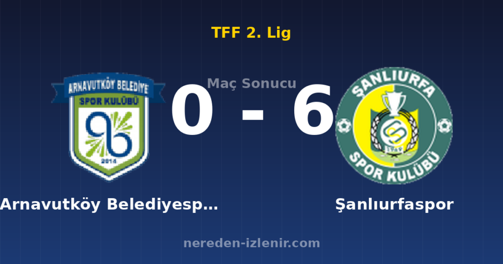 Arnavutköy Belediyespor 0-6 Şanlıurfaspor