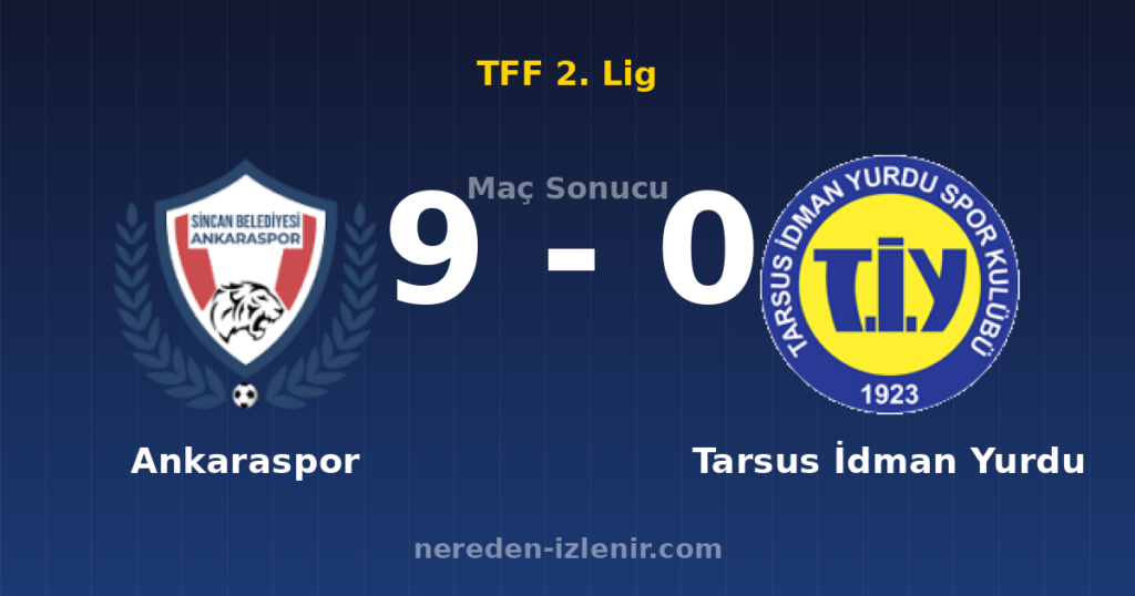 Ankaraspor 9-0 Tarsus İdman Yurdu