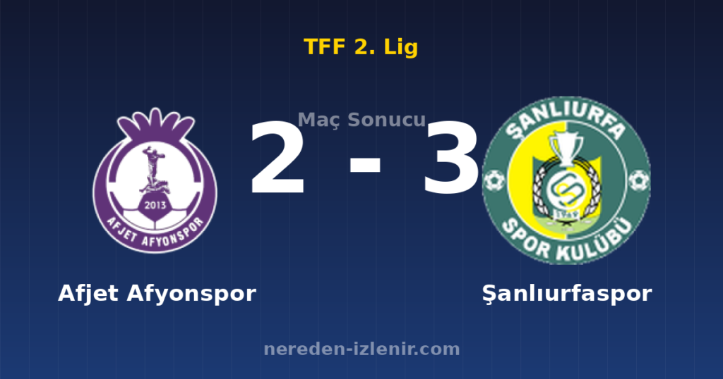 Afjet Afyonspor 2-3 Şanlıurfaspor