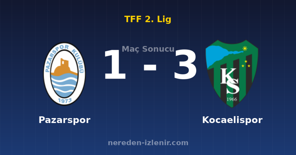 Pazarspor 1-3 Kocaelispor