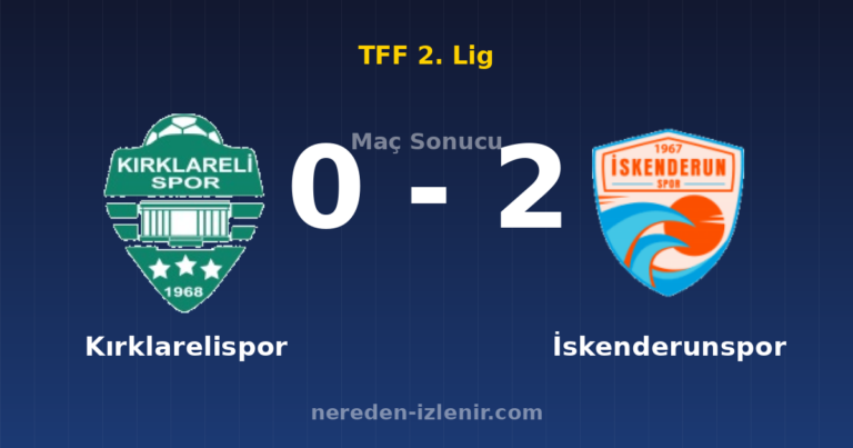 Kırklarelispor 0-2 İskenderunspor