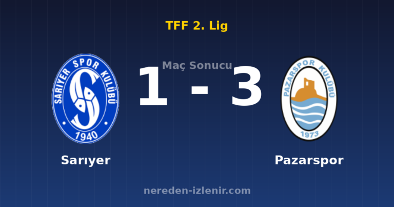 Sarıyer 1-3 Pazarspor