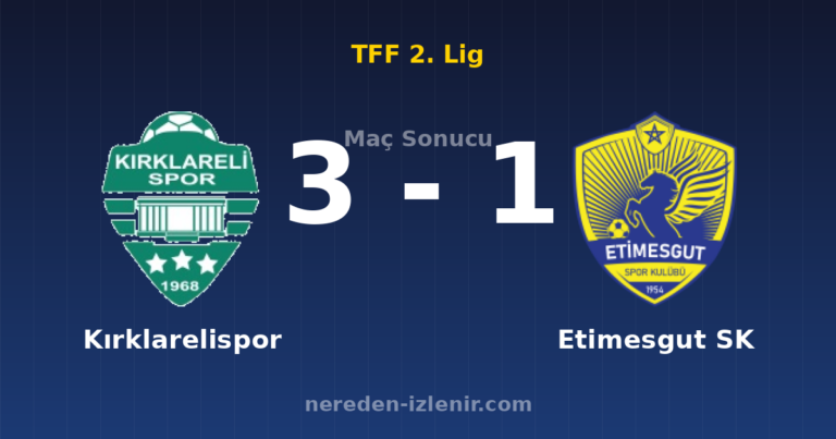 Kırklarelispor 3-1 Etimesgut SK