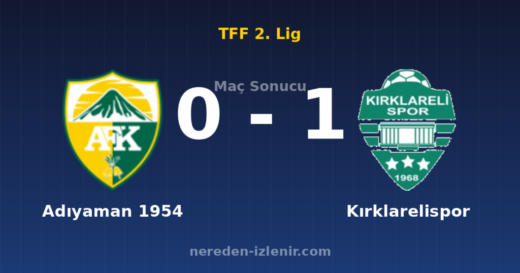 Adıyaman 1954 0-1 Kırklarelispor