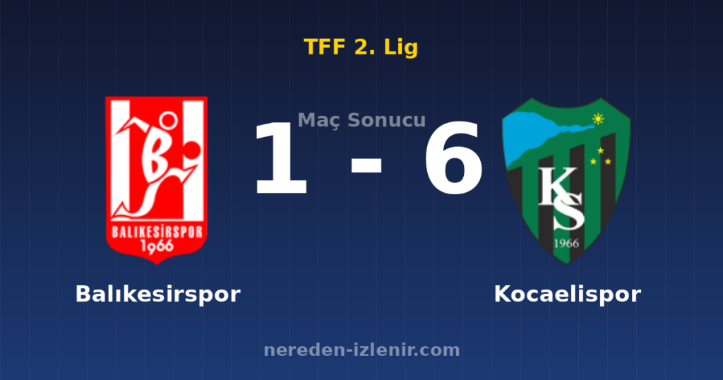 Balıkesirspor 1-6 Kocaelispor