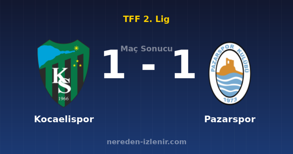 Kocaelispor 1-1 Pazarspor