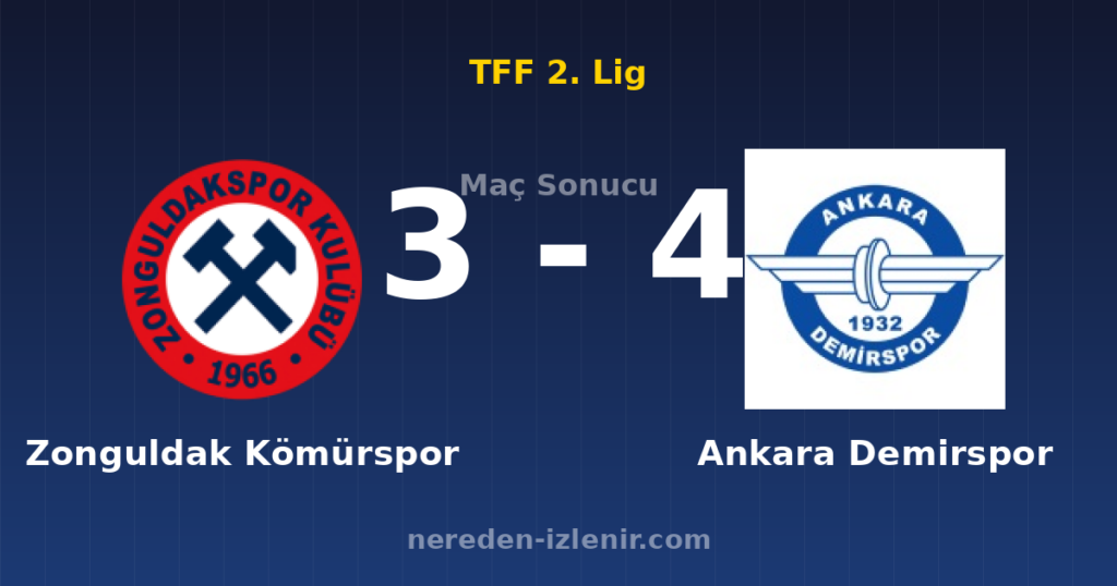 Zonguldak Kömürspor 3-4 Ankara Demirspor