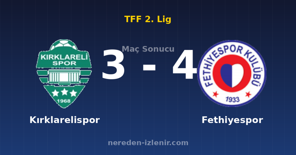Kırklarelispor 3-4 Fethiyespor