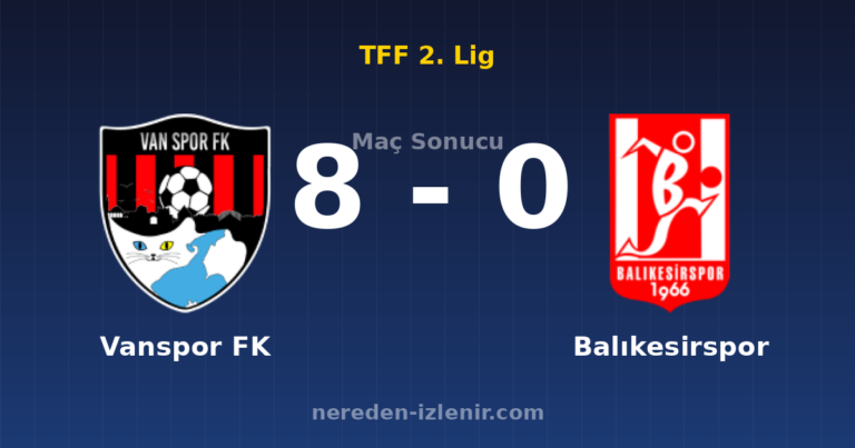 Vanspor FK 8-0 Balıkesirspor