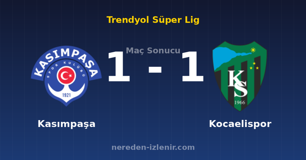 Kasımpaşa 1-1 Kocaelispor