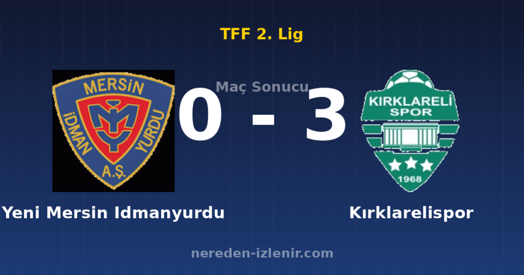 Yeni Mersin Idmanyurdu 0-3 Kırklarelispor