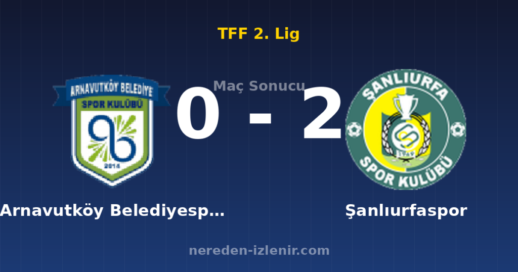 Arnavutköy Belediyespor 0-2 Şanlıurfaspor