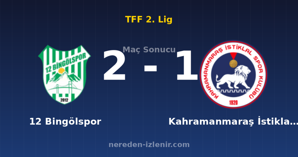 12 Bingölspor 2-1 Kahramanmaraş İstiklal Spor